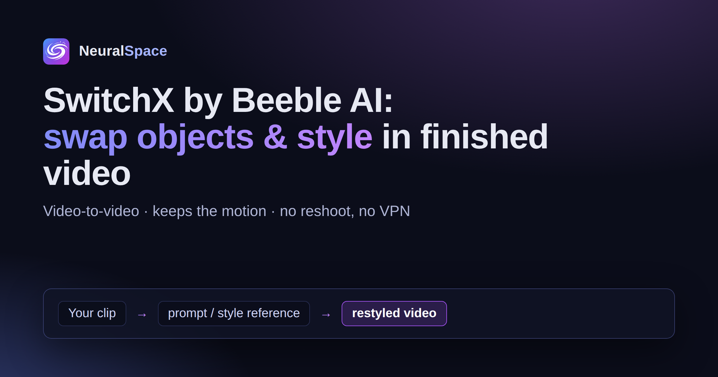 SwitchX di Beeble AI: scambia oggetti e stile in un video finito