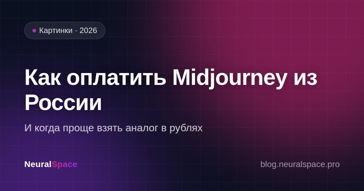 Как оплатить Midjourney из России — обложка статьи NeuralSpace