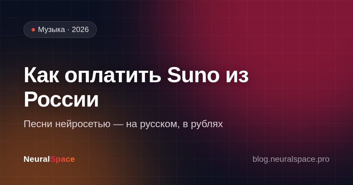 Как оплатить Suno из России — обложка статьи NeuralSpace
