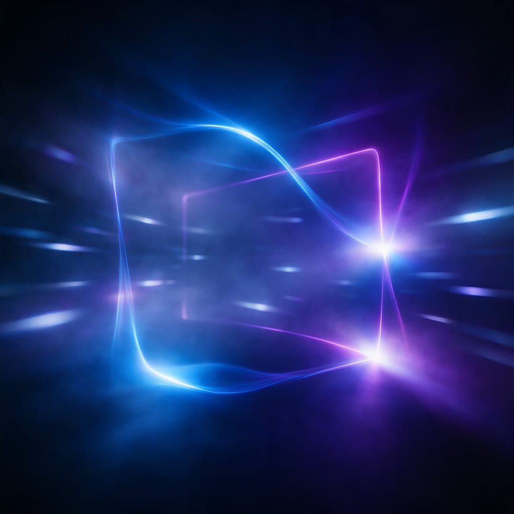 Glowing ribbons of light forming an abstract frame