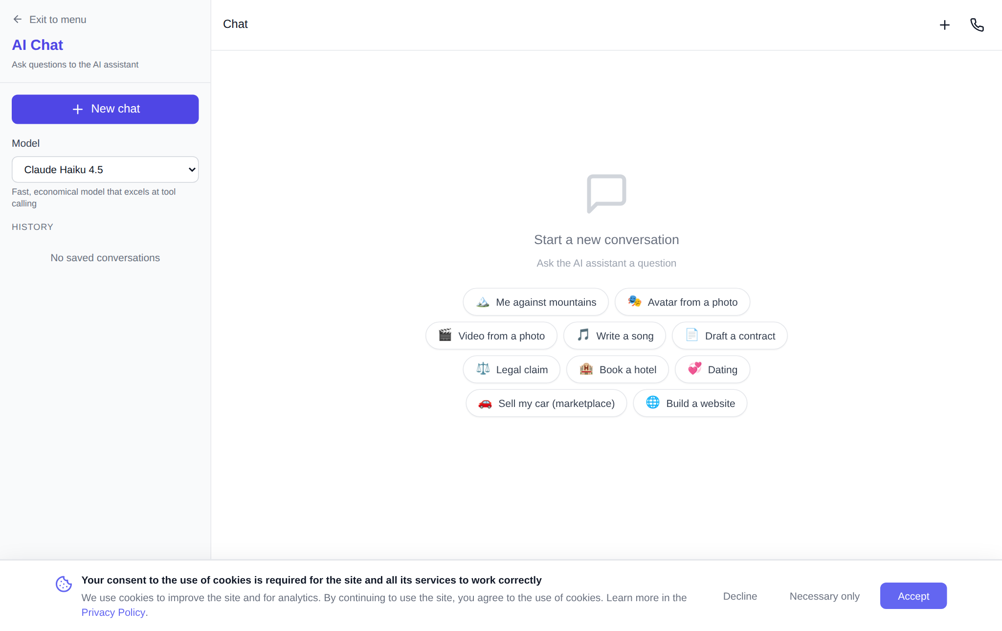The NeuralSpace chat in English with a DeepSeek model selected