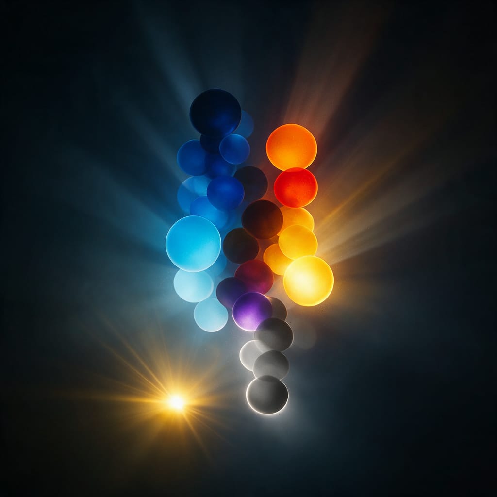 A glowing palette of colored spots