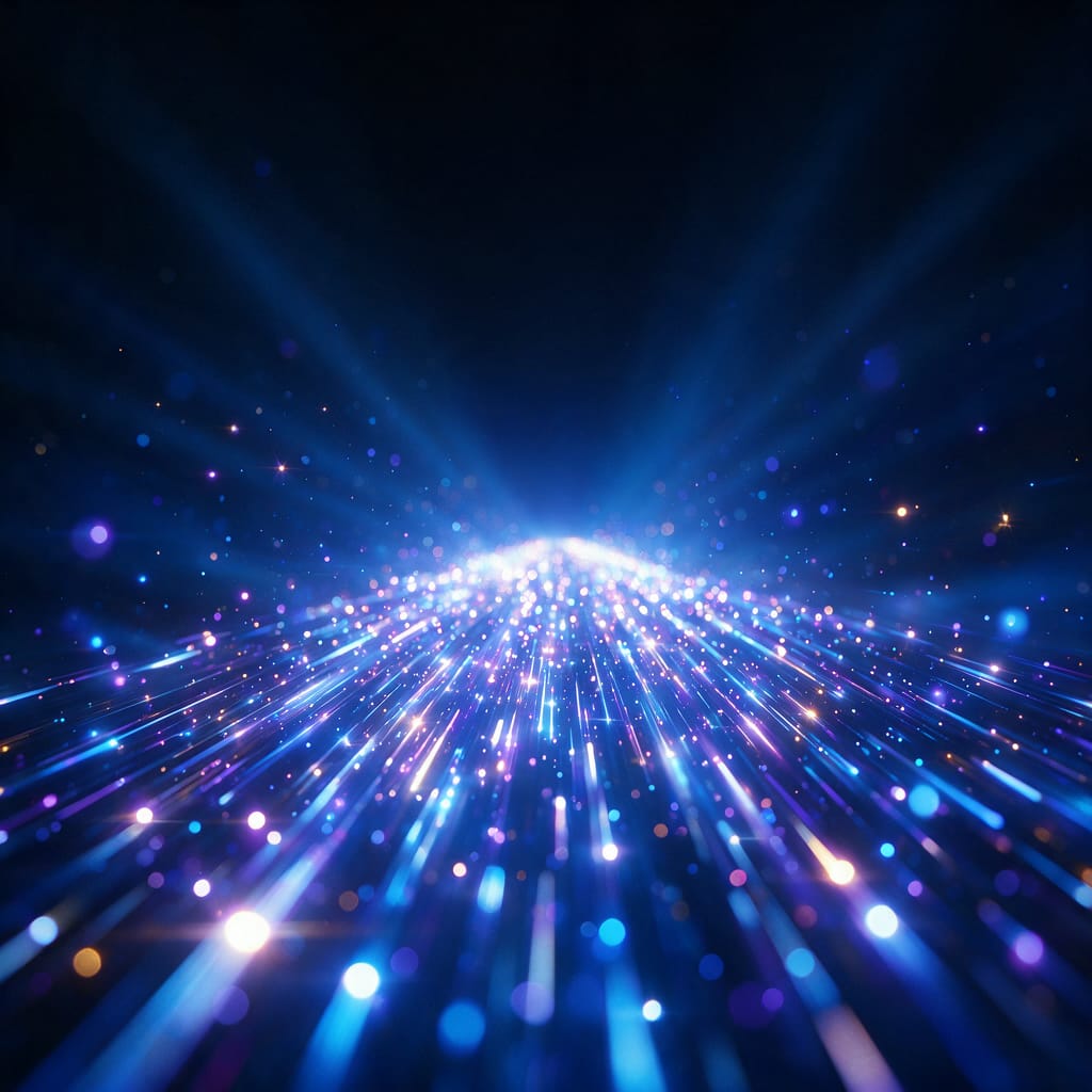 A glowing road of particles in perspective