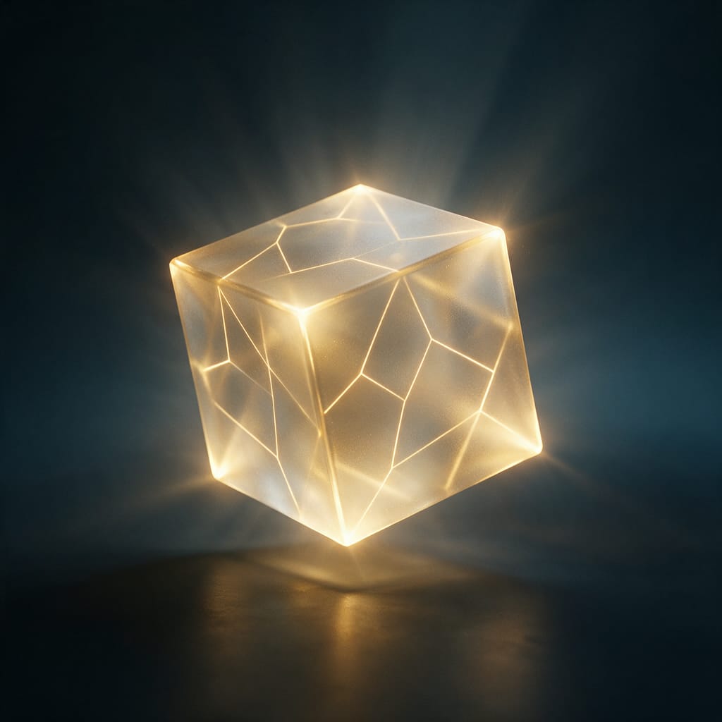 A glowing cube with faces