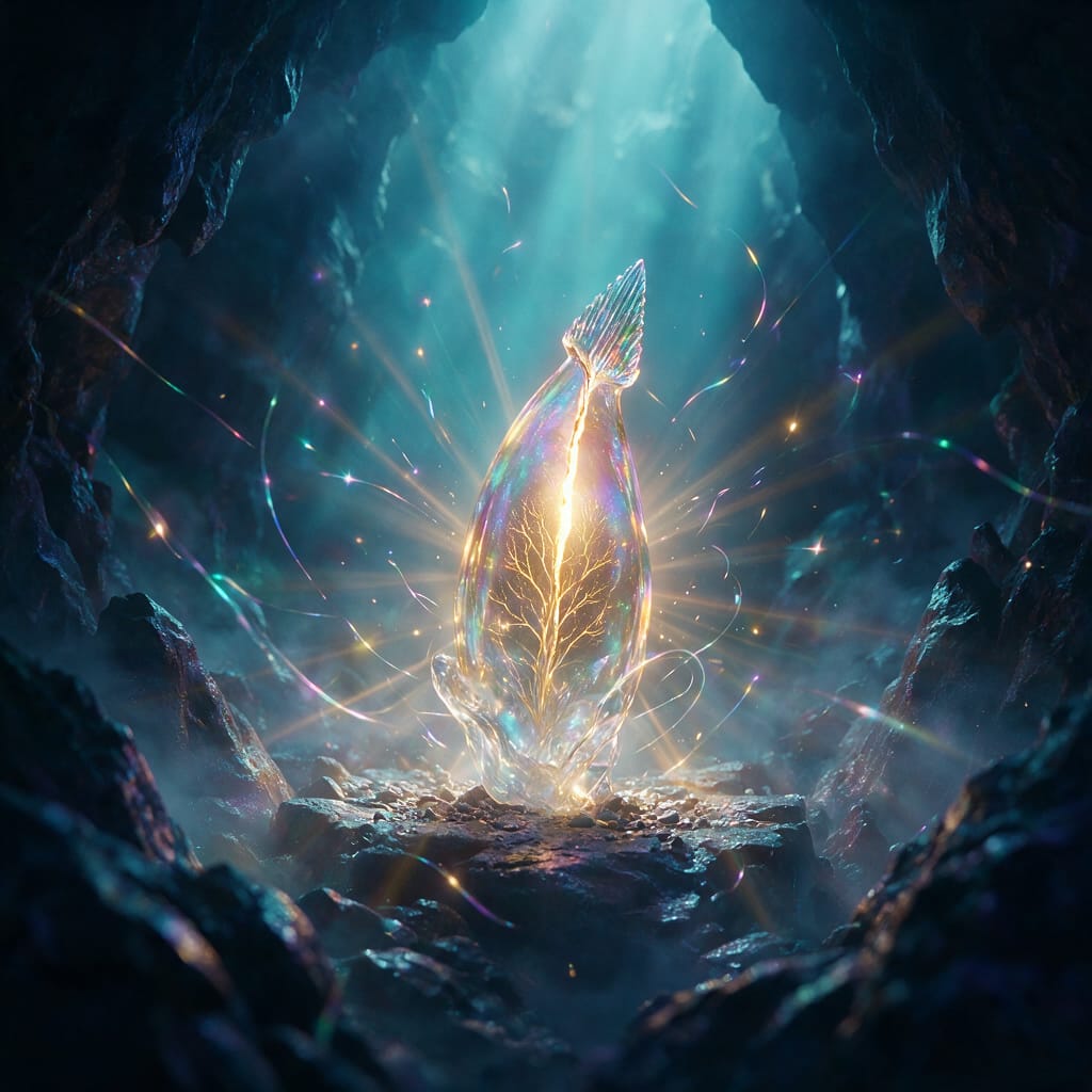 A glowing seed crystal
