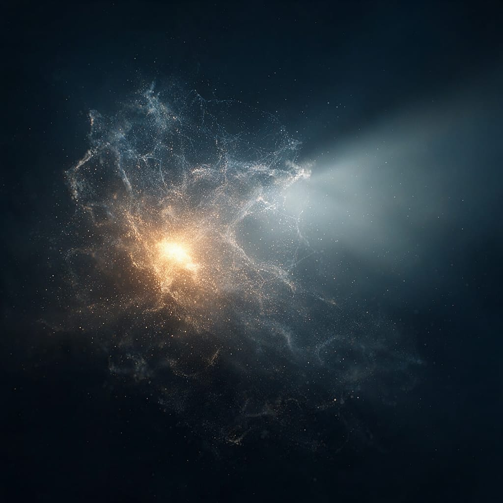 Glowing abstract clouds of light particles