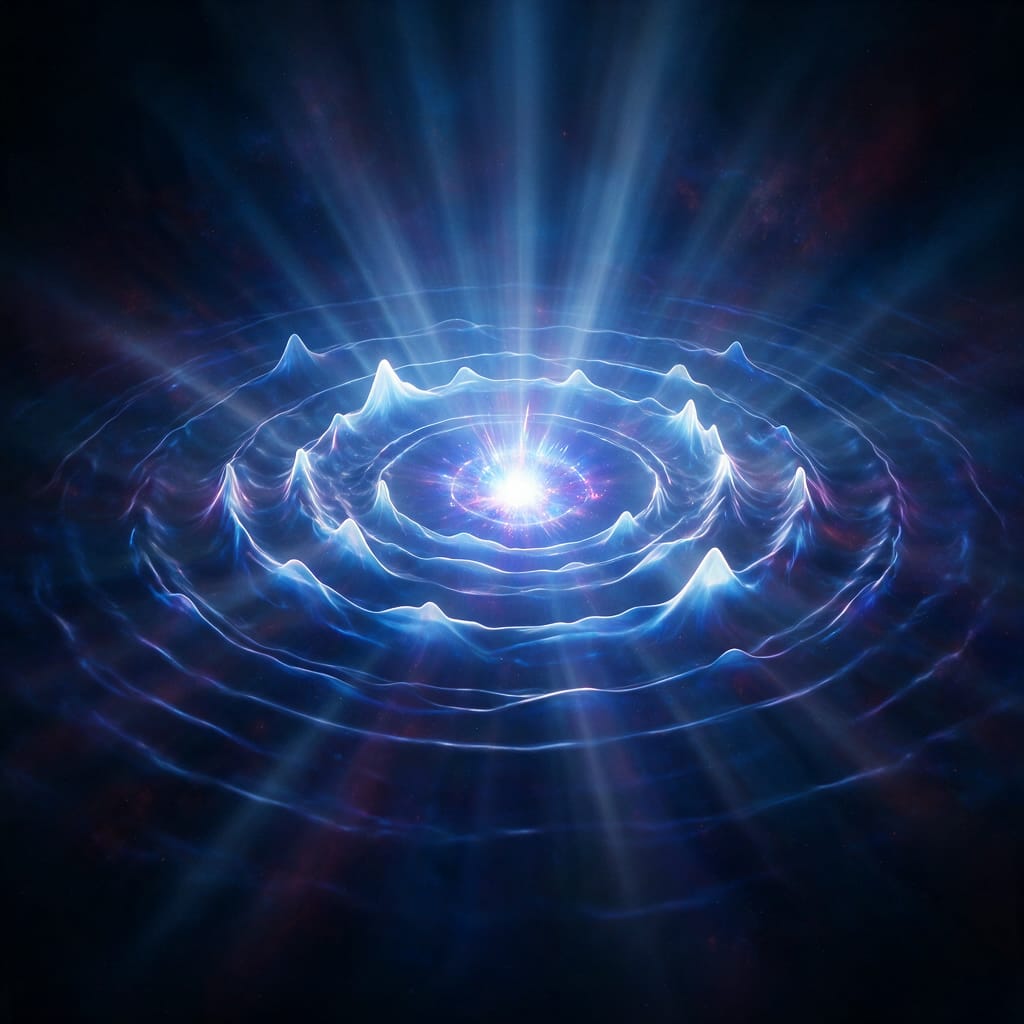 Glowing sound waves spreading in circles