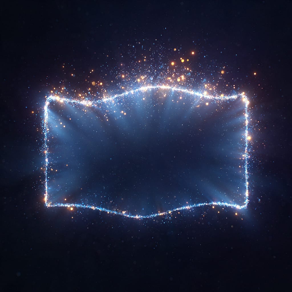 A glowing wave of light particles forming a frame